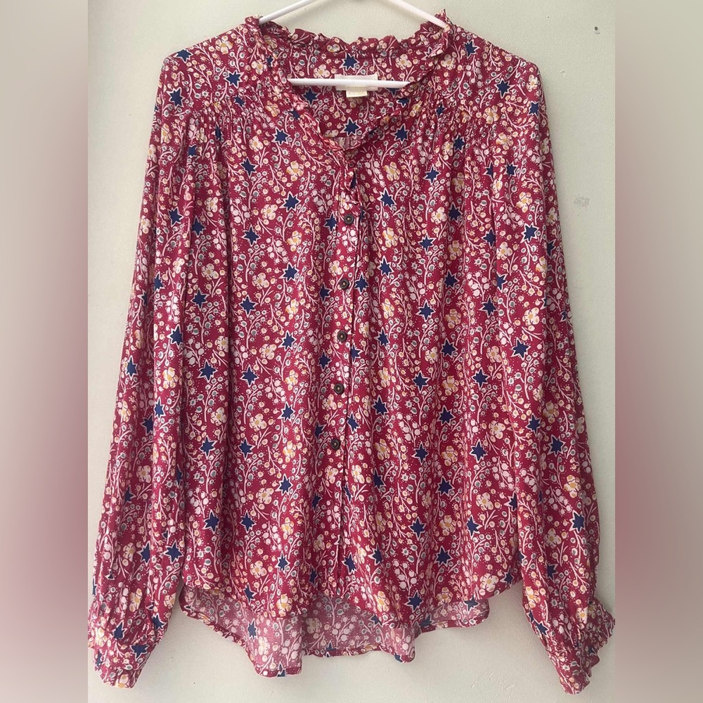 Maeve Multicolor Floral Ruffle Blouse